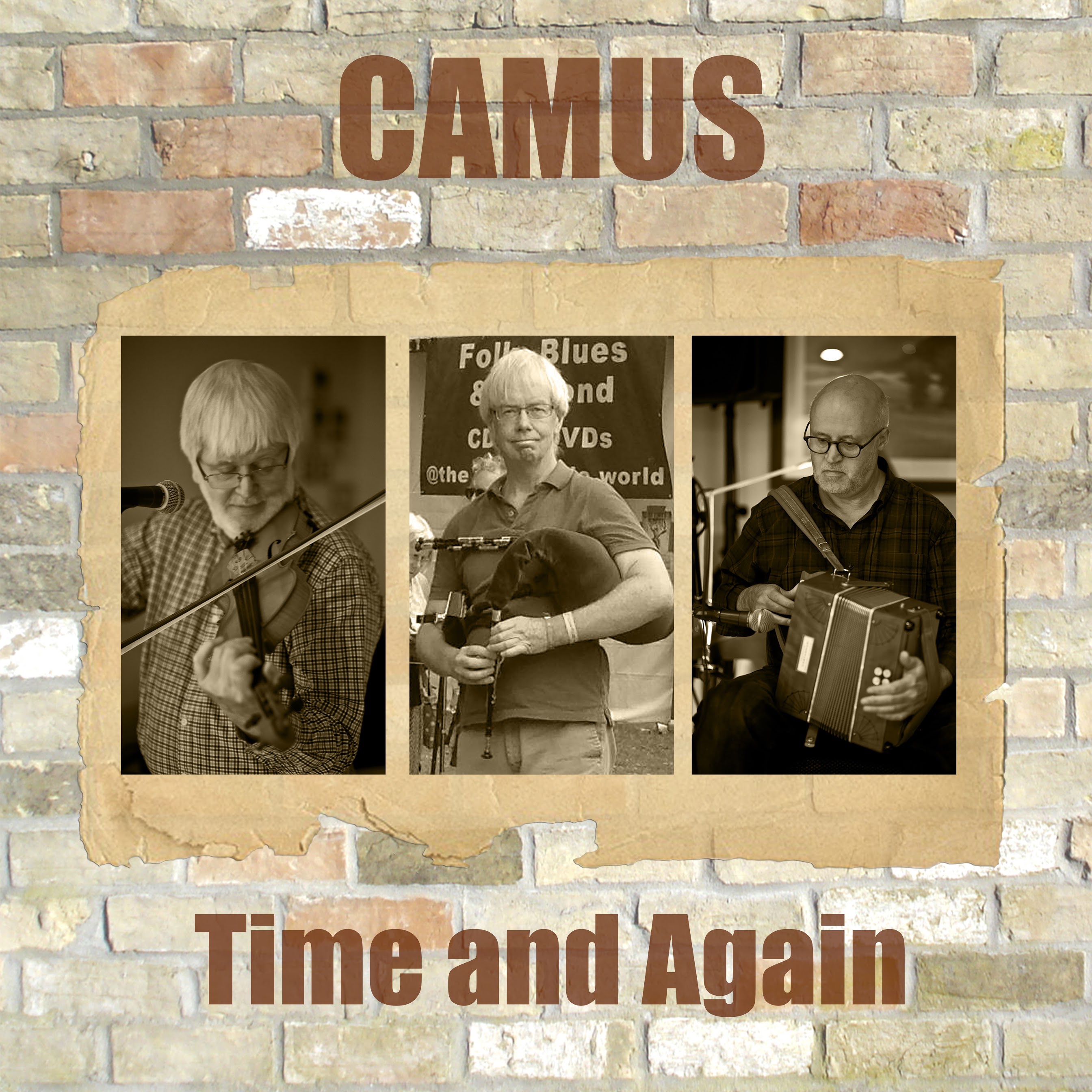 Cover design of Time and Again album by folk band Camus.